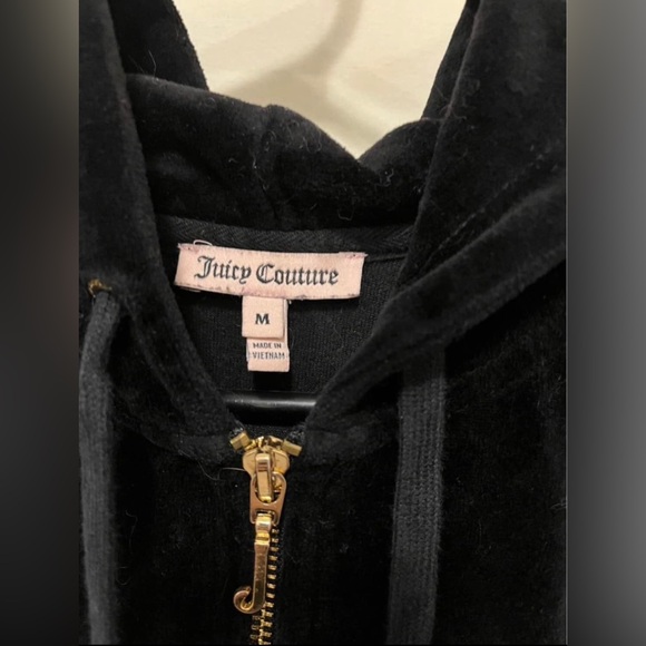 Juicy Couture Black soft/fuzzy Zip Up with Gold Zipper size medium gently worn - Picture 2 of 3